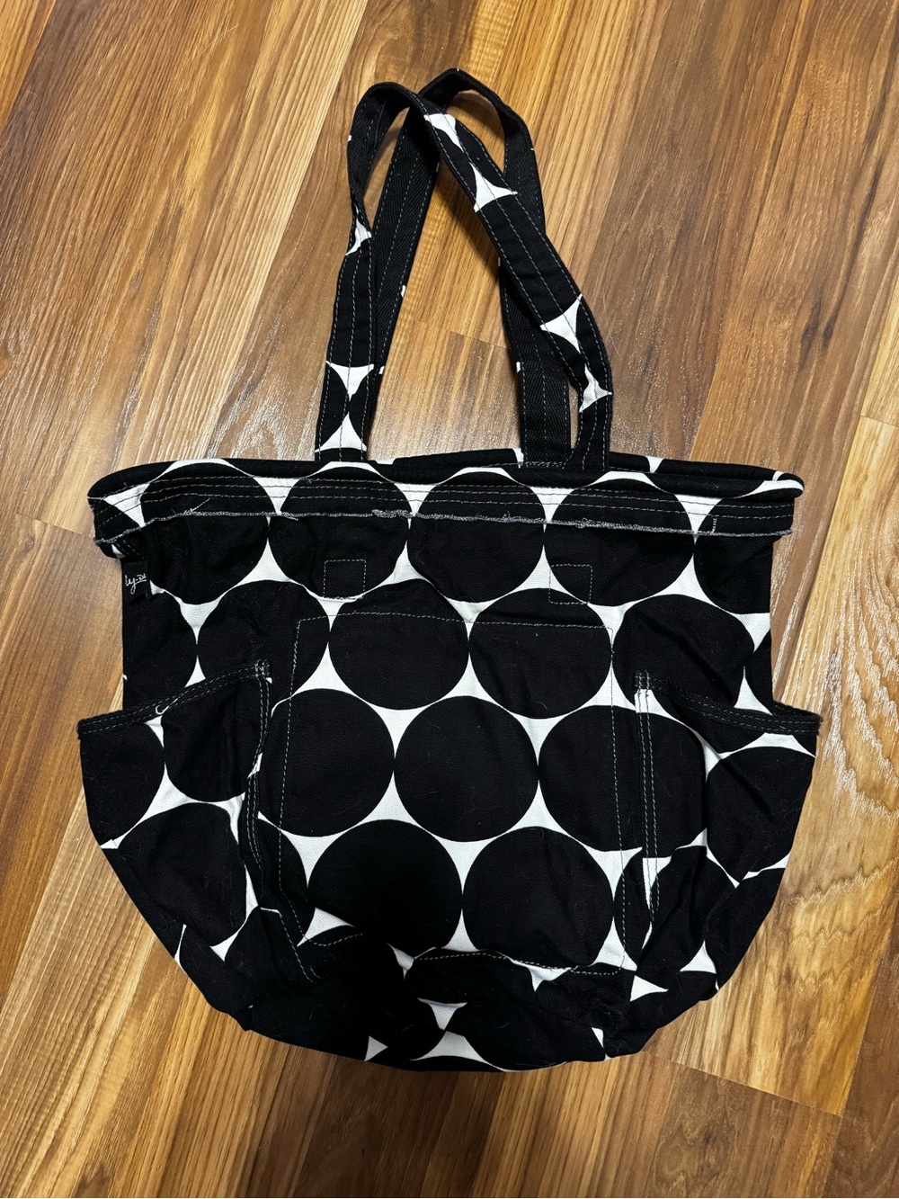 🚨 VINTAGE WELL MADE Metro Thirty One Black and White Polka Dot Canvas Tote